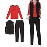 [ブランクブラン] 3点 ジャージ セットアップ 暖かい レディース 裏起毛 スウェット ベスト パンツ 秋 冬 春 春物 カワイイ ロゴ入り ロゴパーカー ベロア フーディ ジャージー スエットスウェットパーカー じゃーじ ポケット 付 付き 赤 黒 s サイズ アウトドア キャンプ スポーツ ダンス 学生 大人 ストリート系 コーデ 防寒 女性 フーディ― セット レッド 2A-B32-RDS