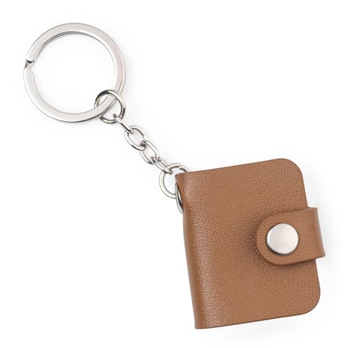 Wanapix | Llavero Mini Álbum Personalizado XL 10 páginas | Llavero con Álbum Fotográfico Pequeño con tus Fotos impresas | Regalo Original y Único | 20 Imágenes para personalizar (Marrón)