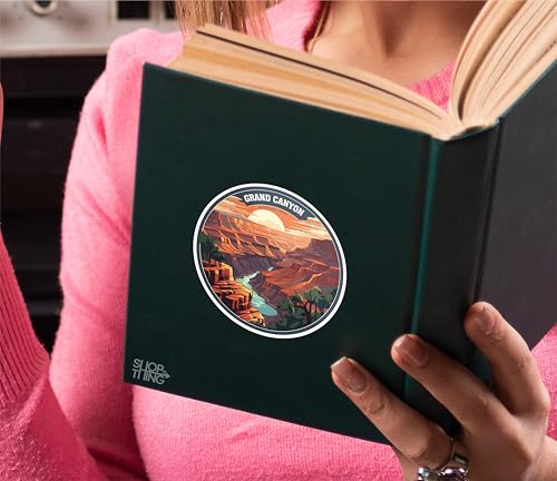 Image of SHOP A THING - Grand Canyon Sticker- Vinyl Decal for Car and Truck- Waterproof Camping Decal for Window- Indoor and Outdoor Use- Removable Mirror Sticker - Pack of 2 - SAT 043
