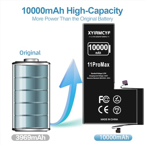 Xyirmcyf 10000Mah Super Capacity Battery Compatible With Iphone 11 Pro Max, 0 Cycle Li-Polymer Replacement Battery For Iphone 11 Pro Max thumb #1