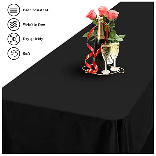 Ymhpride 6 Pack Polyester Tablecloth For 6 Foot Rectangle Tables,60 X102 Inch Black Polyester Table Clothes Table Covers, Washable Black Table Cloth For Wedding,Party,Banquet,Restaurant,Buffet Table #TOP3