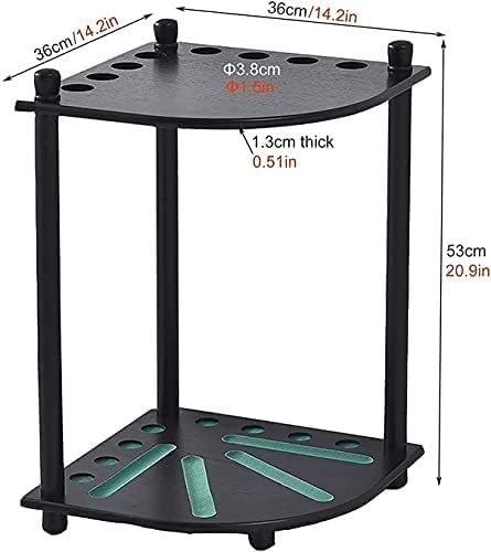 Billiard Pool Rack Billiard Pool Stick Holder,Pool Racks,Black Solid Wood Billiard Stick Stand, Fan-Shaped 8-Hole Pool Rack with Billiards Storage Groove