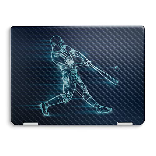 Image of MightySkins Carbon Fiber Skin Compatible with HP Spectre x360 14 inch (2022) Full Wrap Kit - Glow Baseball | Protective, Durable Textured Carbon Fiber Finish | Easy to Apply | Made in The USA