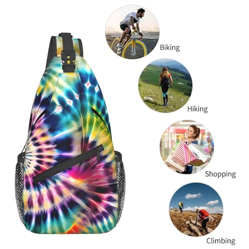 Mochila cruzada urbana estilo Tie Dye negra miniatura 6
