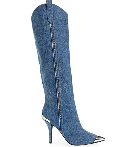 Jeffrey Campbell By-Golly Boots Blue Acid Wash Den #TOP3
