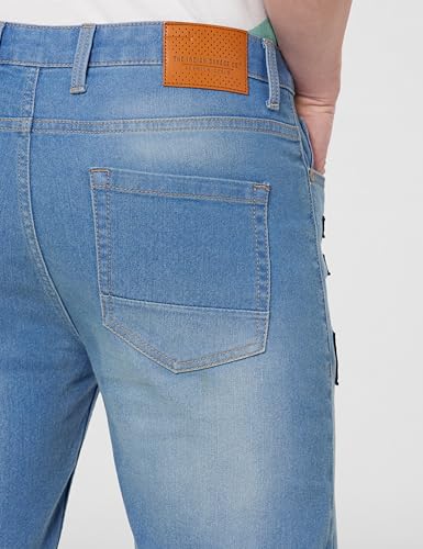 Image of The Indian Garage Co Men Slim Fit Solid Mid-Rise Denim Shorts