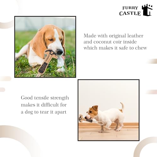 Image of Dog Toys Leather Hammer Shape Perfect for Pets-Dog & Cats (Pack of 1, Tan)