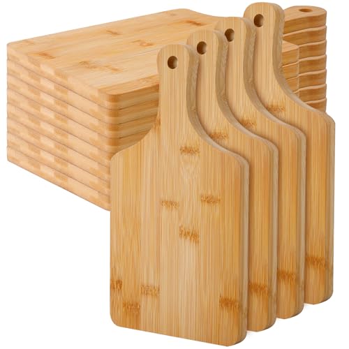 Juego de 10 tablas de cortar de bambú con mango miniatura 1