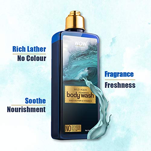 Image of Wow Skin Science Wild Aqua Foaming Body Wash - No Parabens, Sulphate, Silicones & Color, 250 Ml