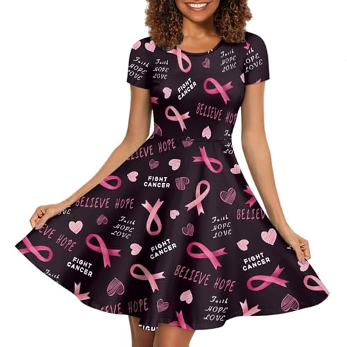 Image of POLERO Sunflower Dress for Women Floral Summer Dresses Short Sleeve Casual Sundresses Midi Dresses