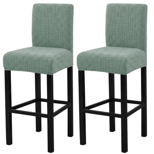 Image of FUANGUI Bar Stool Covers Set of 2, Stretch Bar Stool Seat Covers | Washable Removable Bar Chair Covers with Backs Slipcovers, Bar Chair Covers Square for Kitchen Dining Room Cafe