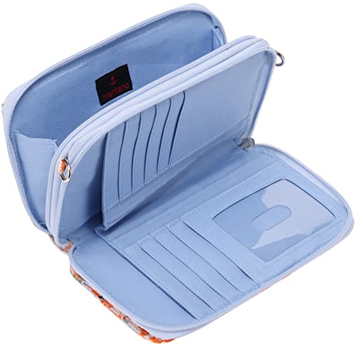 Brentano Cotton Quilted Double-Zipper Crossbody Wallet Purse And Clutch (Gerbera Daisy) #TOP3