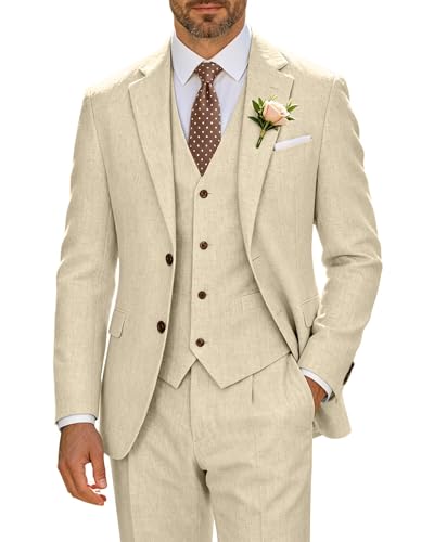 High-End Retro Linen Wedding Suit