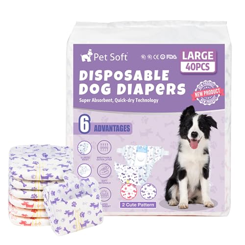 Pet Soft Dog Nappies Female, 40 Count Disposable Dog Period Season Pants