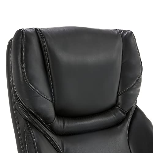 Serta Big And Tall Executive Office Chair With Wood Accents Adjustable High Back Ergonomic Lumbar Support, Bonded Leather, 30.5D X 27.25W X 47H In, Black #TOP4