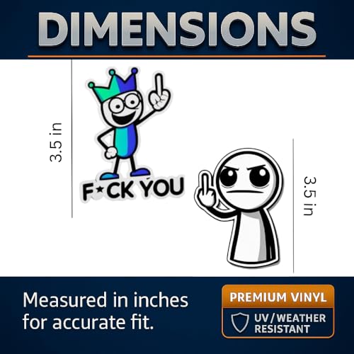 Image of Style Fuck You Funny Two Middle Finger Vinyl Stickers Pack of 4 Car Auto Truck Sticker Window Bumper Waterproof Laptop Decal Size 3.5''