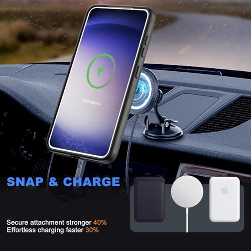 Strong Magnetic Case for Samsung Galaxy A56 5G, Compatible with Magnetic Charger, Slim Translucent Matte Military Grade Drop Protection Rugged Case (Black, Galaxy A56 5G)