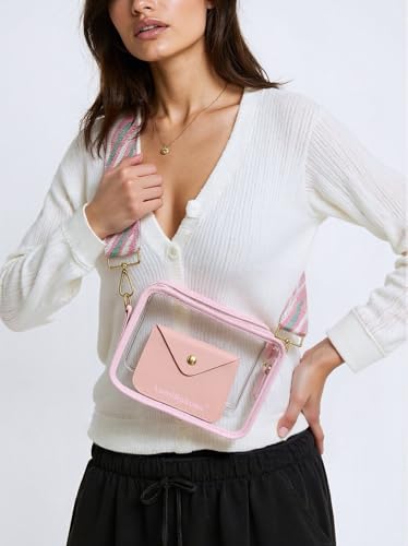 Image of Clear Crossbody Purse Stadium Approved, 3-in-1 Small Bag with Guitar Strap & Pouch, Fits 12x6x12 Policy Concerts