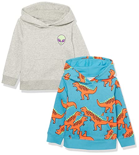 Spotted Zebra Sweatshirt à Capuche en Polaire Fille, Lot de 2, Gris Chiné, Dinosaure, 9-10 Ans Cover