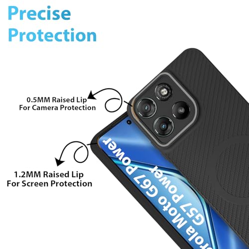 Image of LIRAMARK Rugged Carbon Fibre TPU Armor Silicone Back Cover Case for Motorola Moto G67 Power / G57 Power