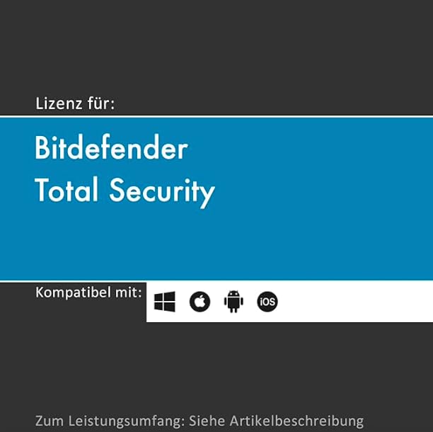 Lizenz für Bitdefender Total Security inkl. VPN | 2026 | 1-10 Gerät(e) | 1-3 Jahr(e) | originale Vollversion | WinPC/Mac/Android/iOS | Lizenzcode per Post (FFP) von softwareGO (2 Jahre, 1)