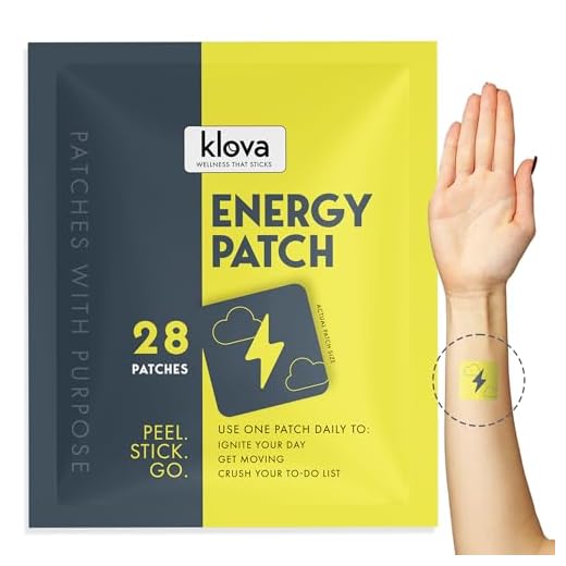 Klova Energy Patches with Caffeine, Green Tea Extract, Peppermint Leaf Extract, Vitamin B3 and Vitamin B6 - for Enhanced Morning Wakefulness