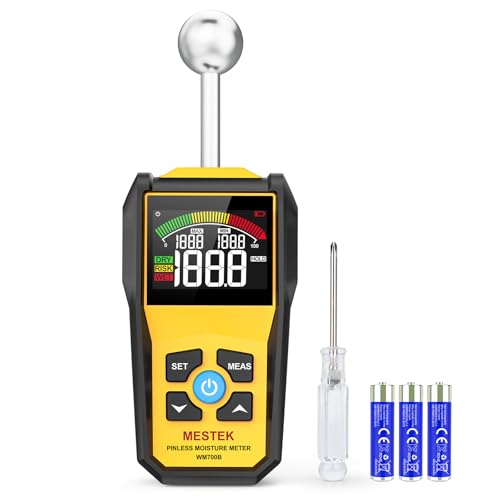 MESTEK Wood Moisture Meter for Non-Destructive Moisture Detection in Drywall, Wood, and Masonry,...