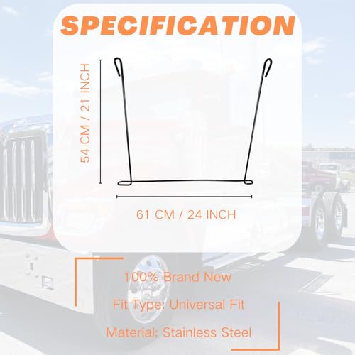 Image of Set of 2 Stainless Steel 24 inch x 21 inch Straight Mudflap Hold Down Mud Flap Anti-Sail Bracket