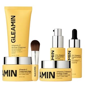 Gleam Dream Team – Complete Vitamin C Skincare Bundle: Includes Clay Mask, Serum, Facial Oil, Energy Cream, and Cleanser – Visible Reduces Dark Spots & Brightens, Hydrates & Evens Skin Tone – 15% Off
