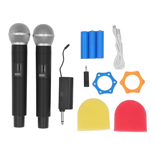 Professional 2Pcs Microphone Set, Rechargeable Handheld Mic System with Receiver for Karaoke, Language, Meeting