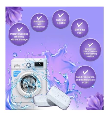 Image of Washing Machine Cleaner Tablets (18Tablets) | Drum & Pipe Deep Cleaner | Lavender Scent | Removes Odour, Limescale & Residue | For Front Load & Top Load Fully Automatic Washing Machines