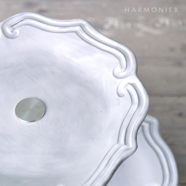 【MADE IN ITALY】ホワイト陶器皿 三段式ケーキスタンド ☆メルレットホワイトレース3段ケーキスタンド | La Ceramica