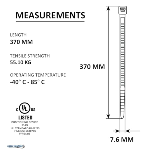 Image of Heavy Duty UV Black Cable Ties, 120Lbs Test(100 /Pack) (14 inch Long)