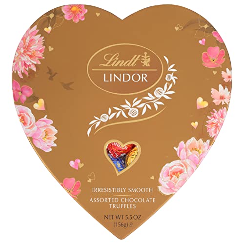 Lindt LINDOR Assorted Chocolate Truffles Heart, Valentine's Day Assorted Chocolate Candy with Truffle Center, 5.5 oz.
