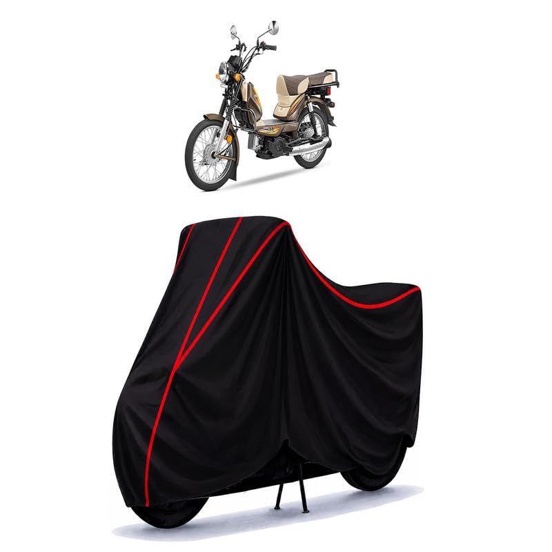 Image of TVS XL100 Comfort Water Resistant Bike Cover for All Motorcycles & Rain | Heavy Duty Taffeta Fabric | UV Protection, Dustproof, Scratchproof | All Weather Two Wheeler Body Cover with Elastic Bottom