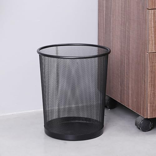 Image of Haofy Metal Mesh Trash Can, Sturdy Iron Trash Bin, Circular Shape, Convenient, Lightweight, Compact, High Strength, Mesh Trash Can for Kitchen Bathroom Office Room (Black), Haofyhx1ds97tg2-11