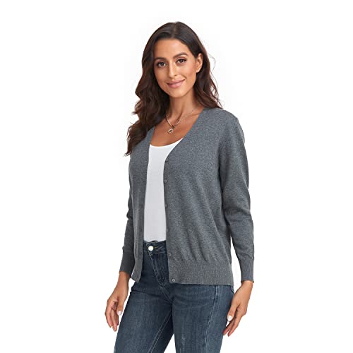 CUNYI Strickjacke für Damen Pullover mit V-Ausschnitt – Bild 3