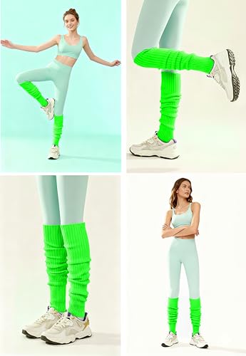 Image of v28 Women Warm Leg Warmers 80s Retro Party Costume Knit Ballet Neon Long Socks
