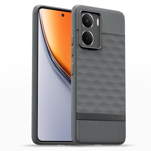 Image of Pikkme Back Cover for Realme P3 5G Camera Protection 3D Hexa Cube Design Silicone Protective Bumper Case (Grey)