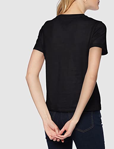 Tommy Jeans TJW Regular Jersey C Neck Kurzarm Strickoberteile Damen, Schwarz (Black), S – Ansicht 3