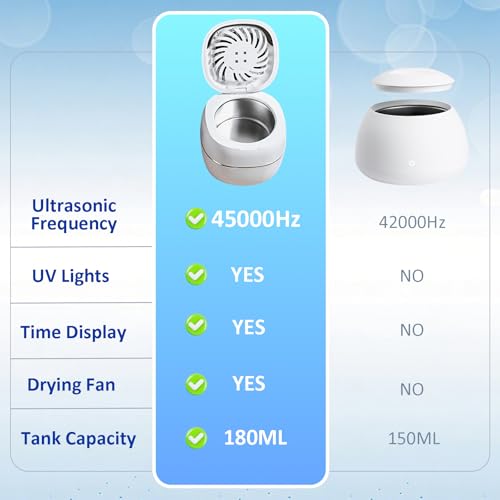 Machine de nettoyage dentaire à ultrasons 45 kHz avec séchage UV pour gouttières et prothèses - 6