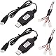 Youmile 2 Stück XH-3P USB Ladekabel 7.4V 2S LiPo Akku USB Ladekabel 1A Schnellladung, mit 1 Ladung 3 Übertragungskabel für RC Auto LKW Rock Crawler FPV Drone Quadcopter
