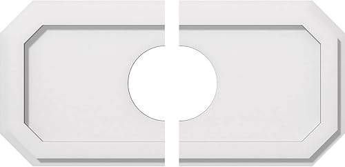 Miniatura 96 de Ekena Millwork CMP36X18ED-03000 Medallones de techo de uretano contemporáneo de PVC de grado arquitectónico Emerald 36"W x 18"H x 3"ID x 12 1/2"C x