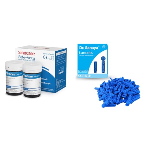 Image of 100 Round Lancets with SAFE ACCU Blood Glucose Test Strips (50 Strips) - Accurate & Hygienic Sugar Testing | Works with SAFE ACCU Glucometer Only | No Meter Included