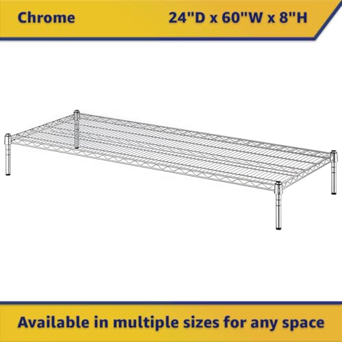 Zedfire 24\" x 60\" x 8\" Chrome Wire Storage Shelf, Dunnage Rack, Commercial 1 Tier Small Shelf - Thumbnail 3