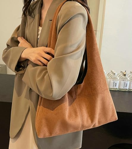 Slouchy Suede Shoulder Bags for Women Large Retro Tote Bag Work Purses Handbag Casual Fall Satchel 2pcs3