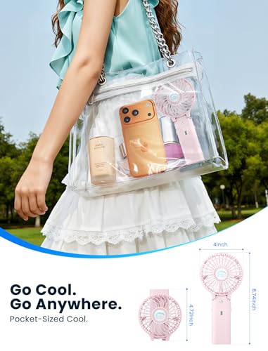 HandFan 5200mAh Handheld Fan 3 Speeds,Portable 180°Foldable Battery Operated Power Bank Function & Desktop & Rechargeable Personal Fan 3-in-1Strong Airflow for Outdoor Camping Stroller - Image 4