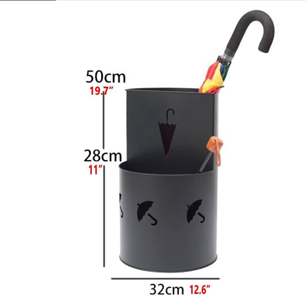 Porte-parapluie d'intérieur en fer avec plateau d'égouttement mobile, support décoratif pour couloir, gain de place, design double couche, 32 x 48,4 cm, parapluie élégant pour la maison