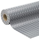 7.8 x 18 FT Garage Floor Mats for Under Car, 2.8mm Thickened Rubber Garage Flooring Roll, M Size 140.4 SQFT Garage Car Mat for Mid-Size SUVs, Sports Car, Light Grey