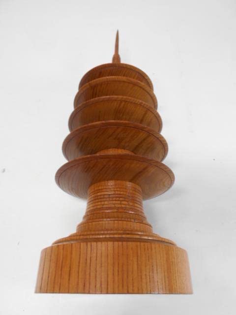 浮月挽物名工　田中光月作　塔　高さ約53.5cm　ガラスケース　V　R4231B Yahoo!オークション - 田中光月作 浮月挽 塔